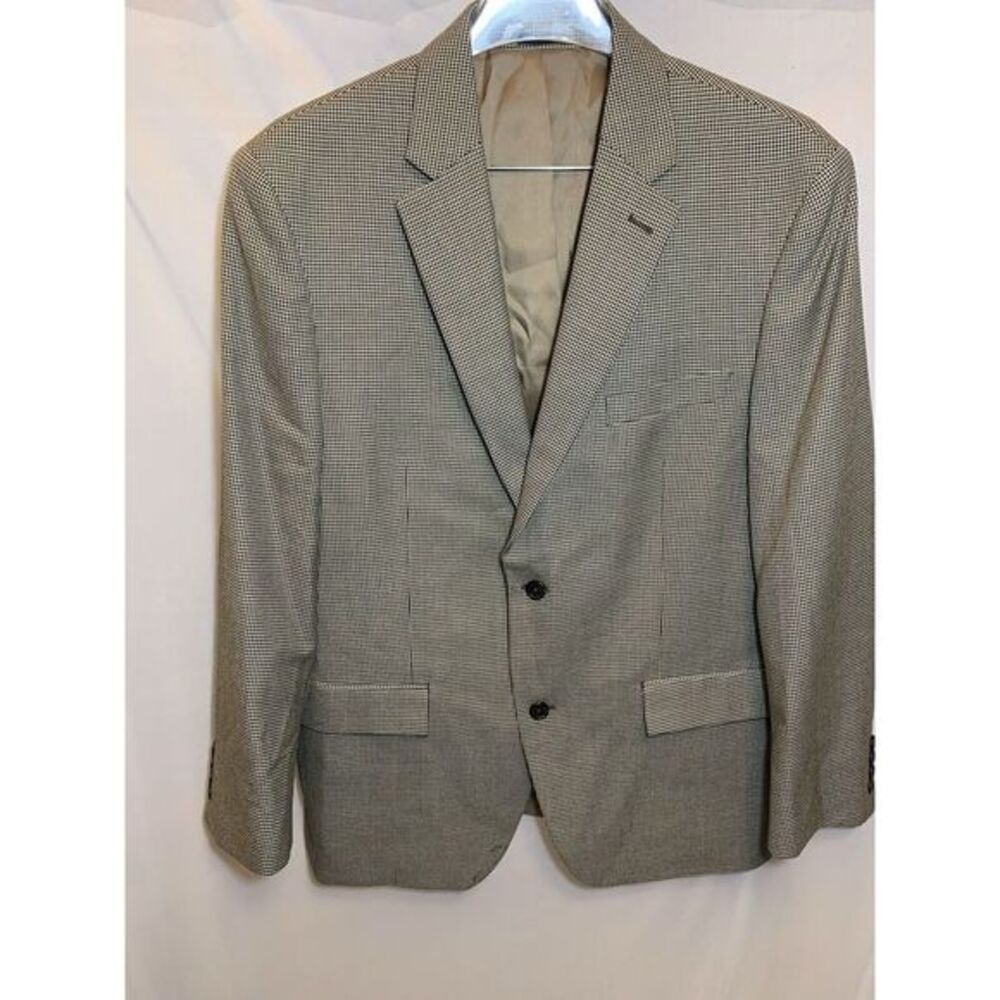 Mens 42R‎ IZOD Tan Houndstooth Sports Coat  Blazer Suit Jacket